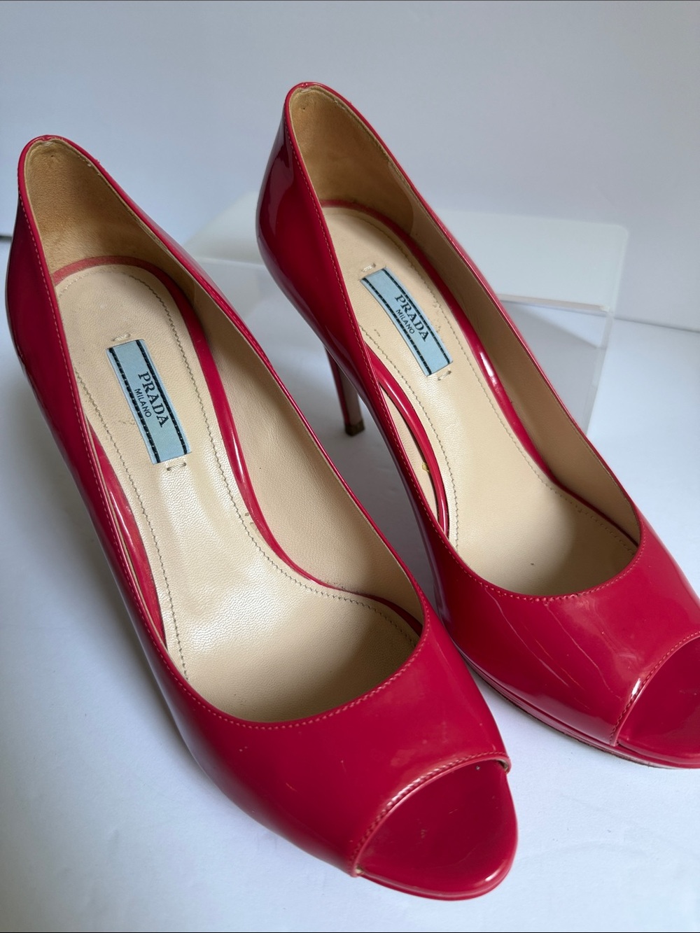 Prada Patent Leather Open-Toe Pumps in Hot Pink 8.5 - Picture 12 of 12